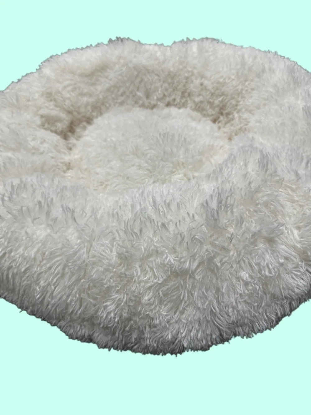 Dog Bed Cozy White Plush Donut cat bed pet bed fluffy friend for your pet 23” W